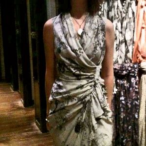 Allsaints wrap around dress brown and cream size 3